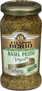 Filippo Berio Pesto, Plant Based Vegan Basil, 6.7 Ounce Glass Jar, Vegetarian, Dairy Free, Gluten Free