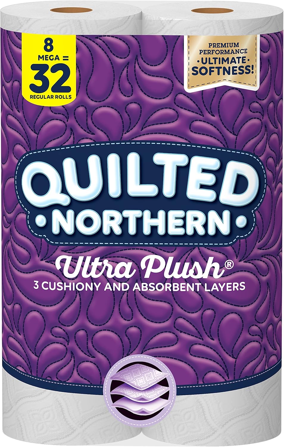 Quilted Northern Ultra Plush® Toilet Paper, 3-Ply Bath Tissue White, (Pack of 1, 8 Count Total)