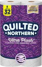 Quilted Northern Ultra Plush® Toilet Paper, 3-Ply Bath Tissue White, (Pack of 1, 8 Count Total)