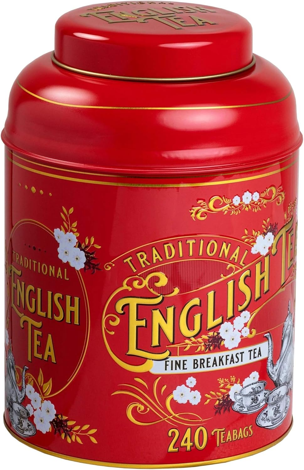 New English Teas Red Vintage Victorian Tin 240 English Breakfast Teas