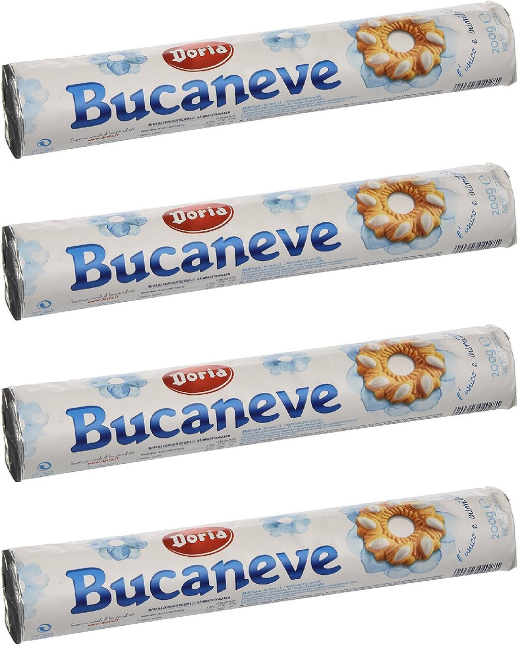 Doria: "Bucaneve" shortbread biscuits - 7.05 Oz (200g) Pack of 4 [ Italian Import ]