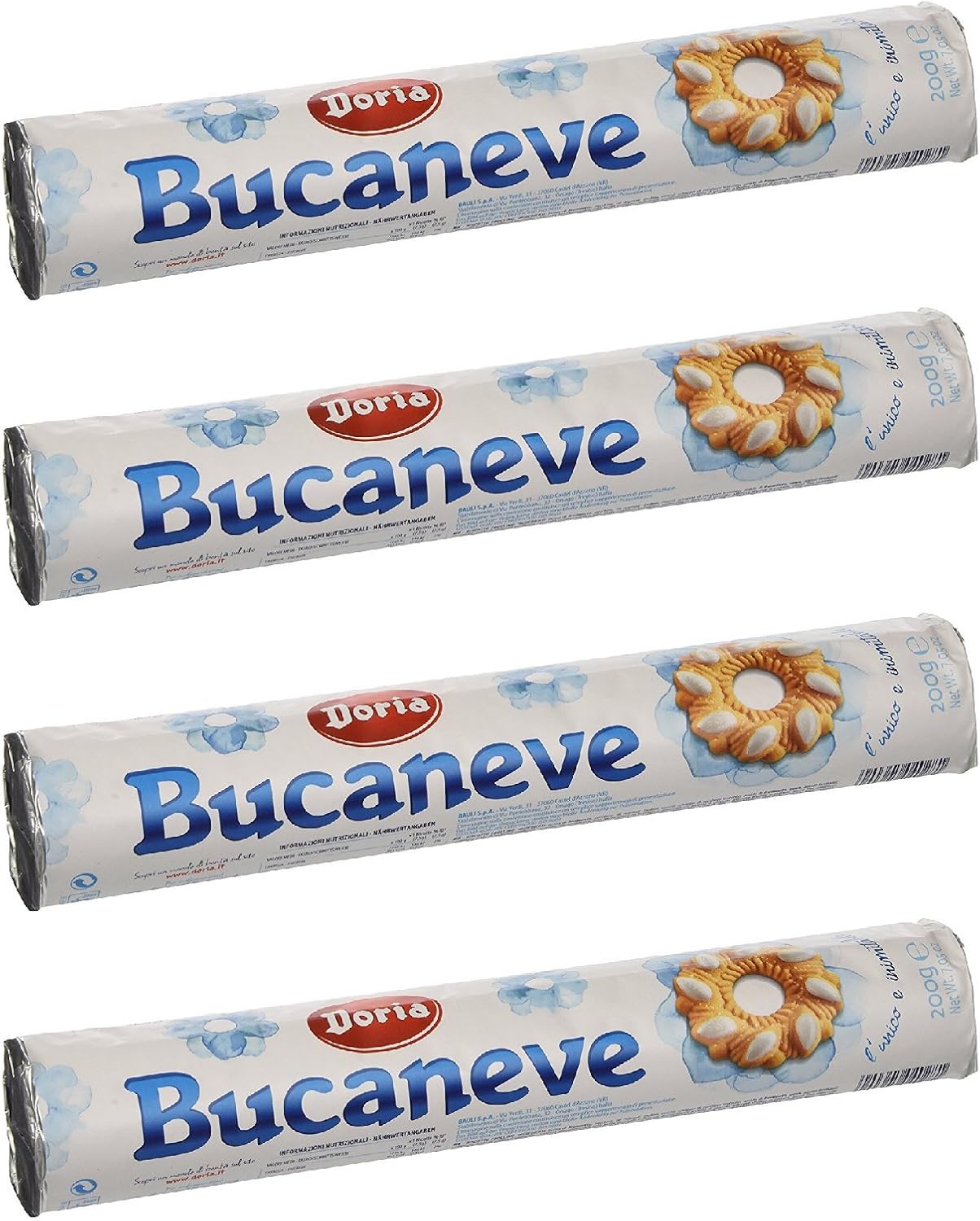 Doria: "Bucaneve" shortbread biscuits - 7.05 Oz (200g) Pack of 4 [ Italian Import ]