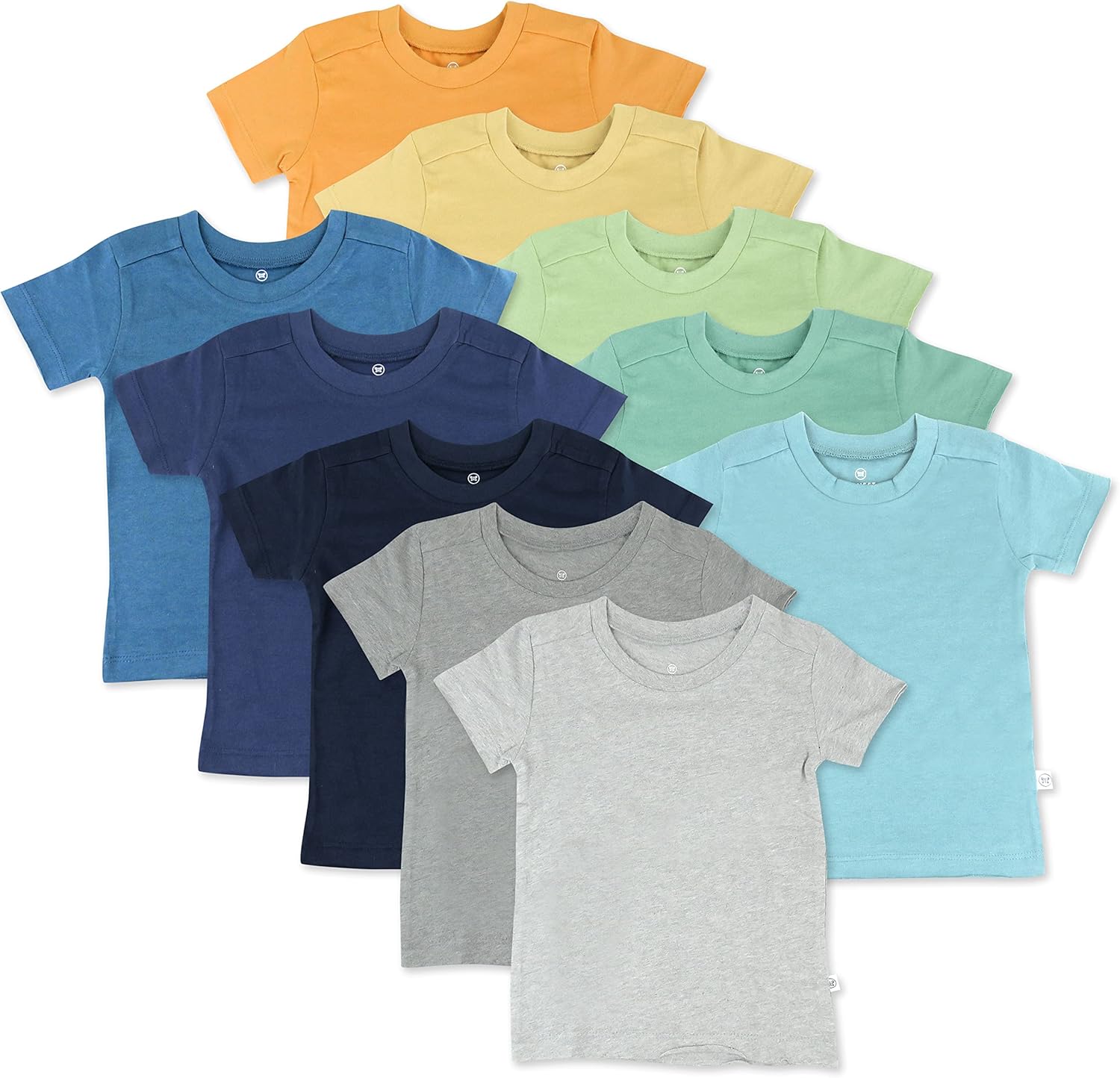 HonestBaby Unisex-Baby 5-Pack Short Sleeve T-Shirts 100% Organic Cotton Baby, Toddler, Little Kid, Boy, Girl, Unisex