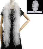 Soarer White Ostrich Feather Boas – 2yards 3ply Long Boas for Party, DIY Production, Clothing Decoration (White)