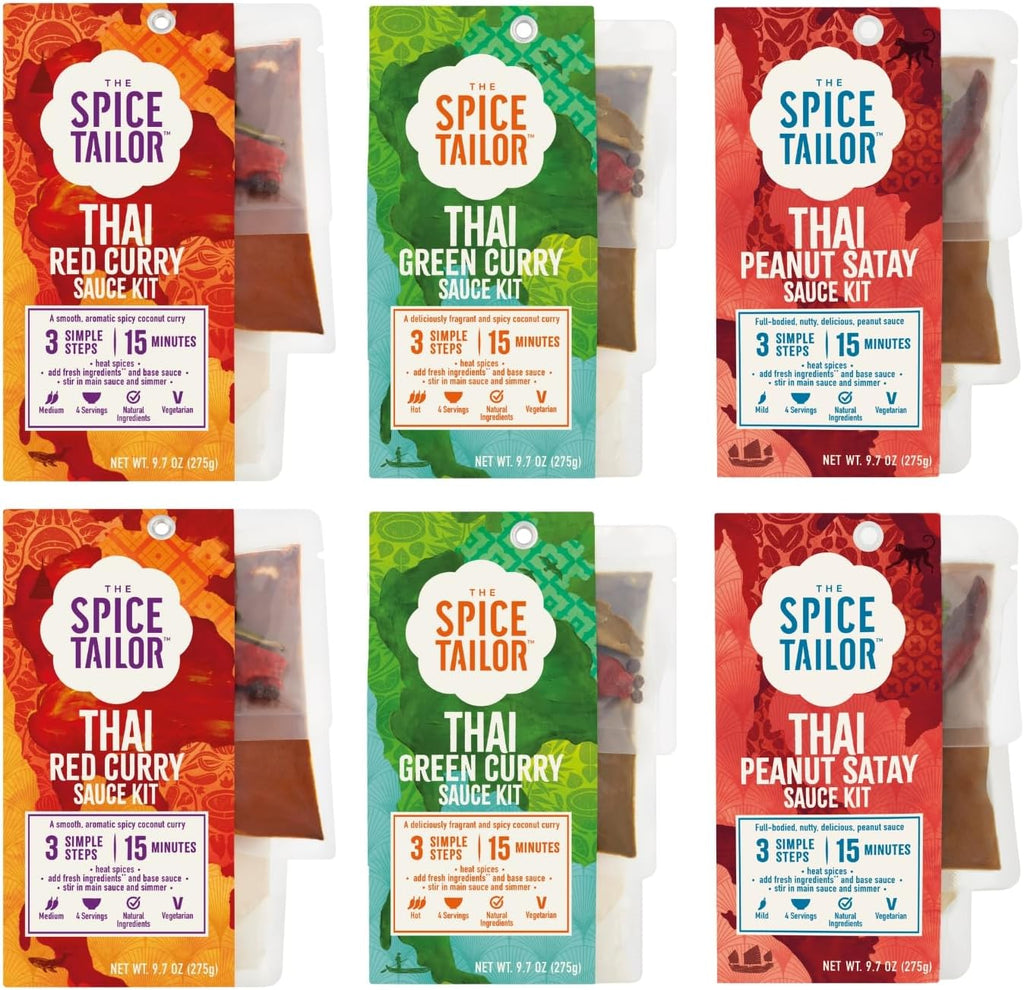 Spice Tailor 3 Simple Steps Restaurant Quality Meals in Minutes Kits Ready in 10 Minutes (6 Pack, Thai Curry Variety)