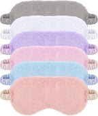 SATINIOR 6 Pieces Plush Eye Mask Soft Sleeping Blindfold Fluffy Eye Cover for Girls and Adult Party Favors