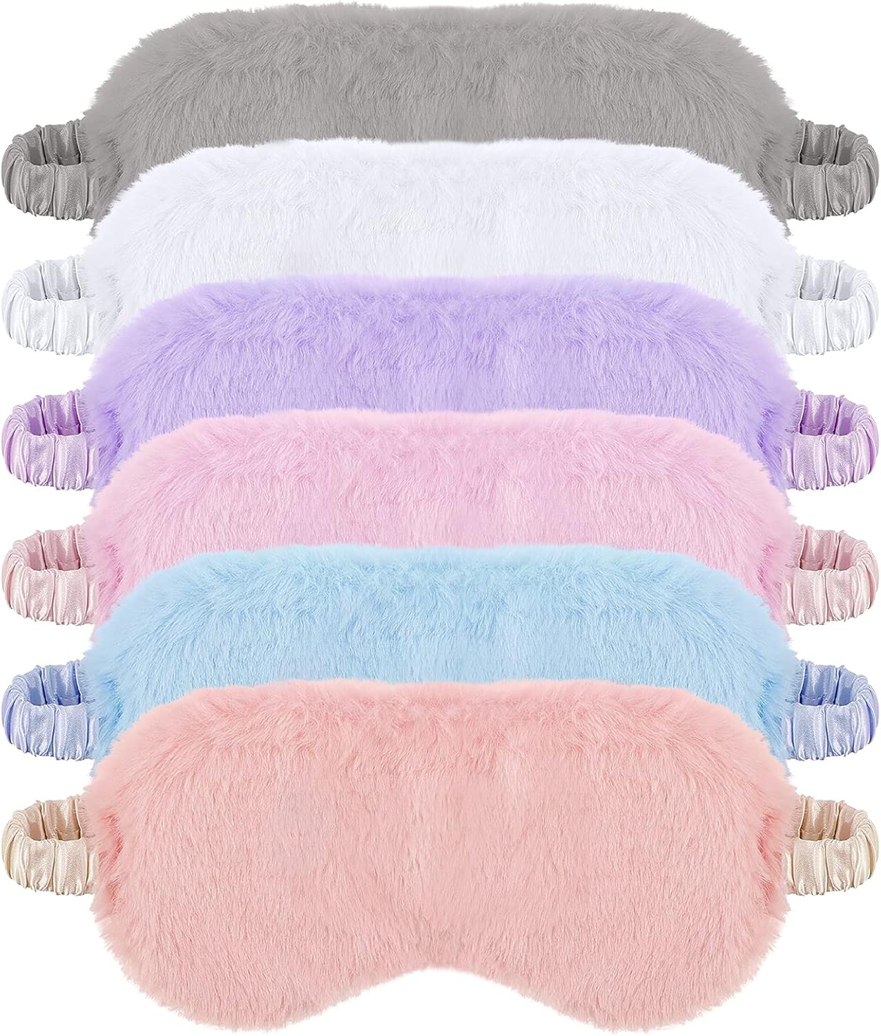SATINIOR 6 Pieces Plush Eye Mask Soft Sleeping Blindfold Fluffy Eye Cover for Girls and Adult Party Favors