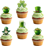 50 PCS Edible St. Patrick's Day Cake Toppers Wafer Paper Leprechaun Beer Shamrock Pot of Gold Cupcake Toppers Edible St. Patrick's Day Decorations for Irish Holiday Party Decor Supplies
