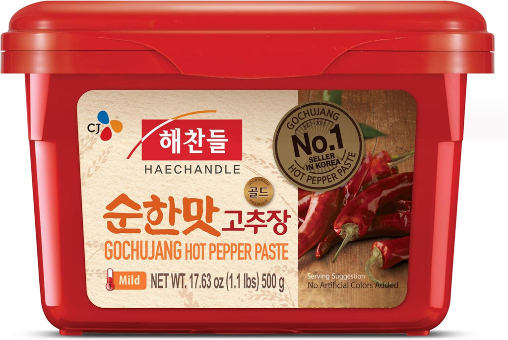 CJ Haechandle Korean Red Chili Pepper Paste Mild Spicy Gochujang Sauce 1.1LB Pack of 1
