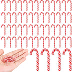 Giegxin 60 Pcs Christmas Mini Candy Canes for Crafts Plastic Candy Cane Ornaments Charms Decor Christmas Miniatures for Craft for Tree Hanging DIY Xmas(Red and White)