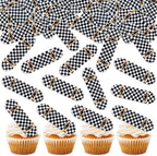 48Pcs Edible Skateboard Cupcake Toppers Checkered Kick Scooter Cupcake Picks for Skateboarding Boys Girls Birthday Cupcake Decorations Skateboard Sport Player Party Decorations