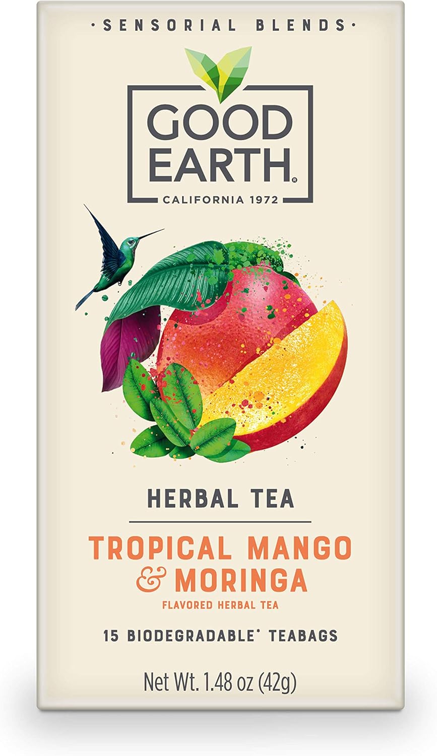Good Earth Sensorial Blends Tropical Moringa & Mango Herbal Tea, 15Count
