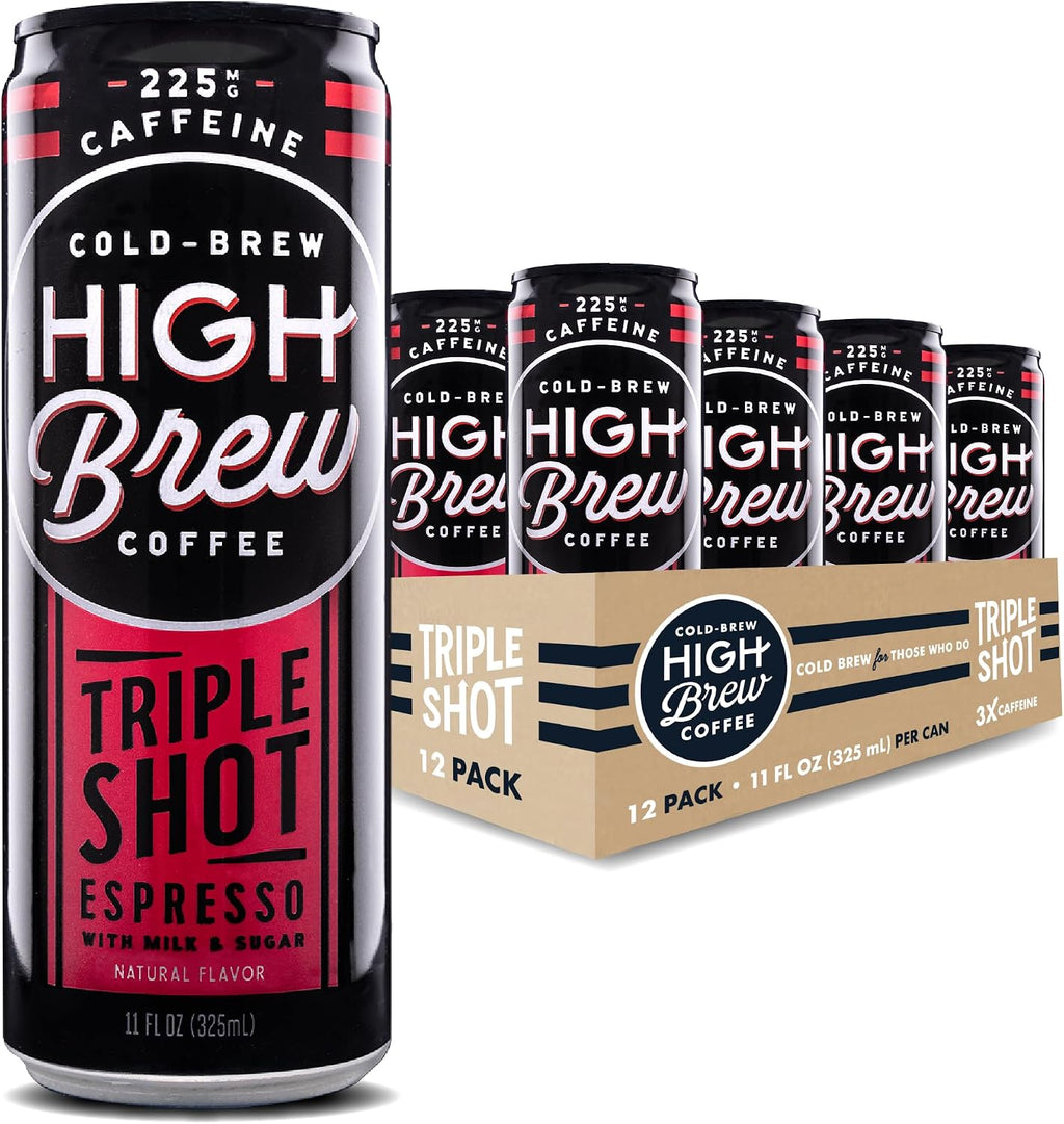 High Brew Coffee, Triple Shot Espresso, Cold Brew Coffee, 11 Fl Oz, Ready-To-Drink (Pack of 12)