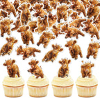 40Pcs Edible Highland Cow Cupcake Toppers Cute Highland Cow Baby Cupcake Picks for Cows Birthday Baby Shower Drink Topper Highland Cow Farm Birthday Cake Decorations