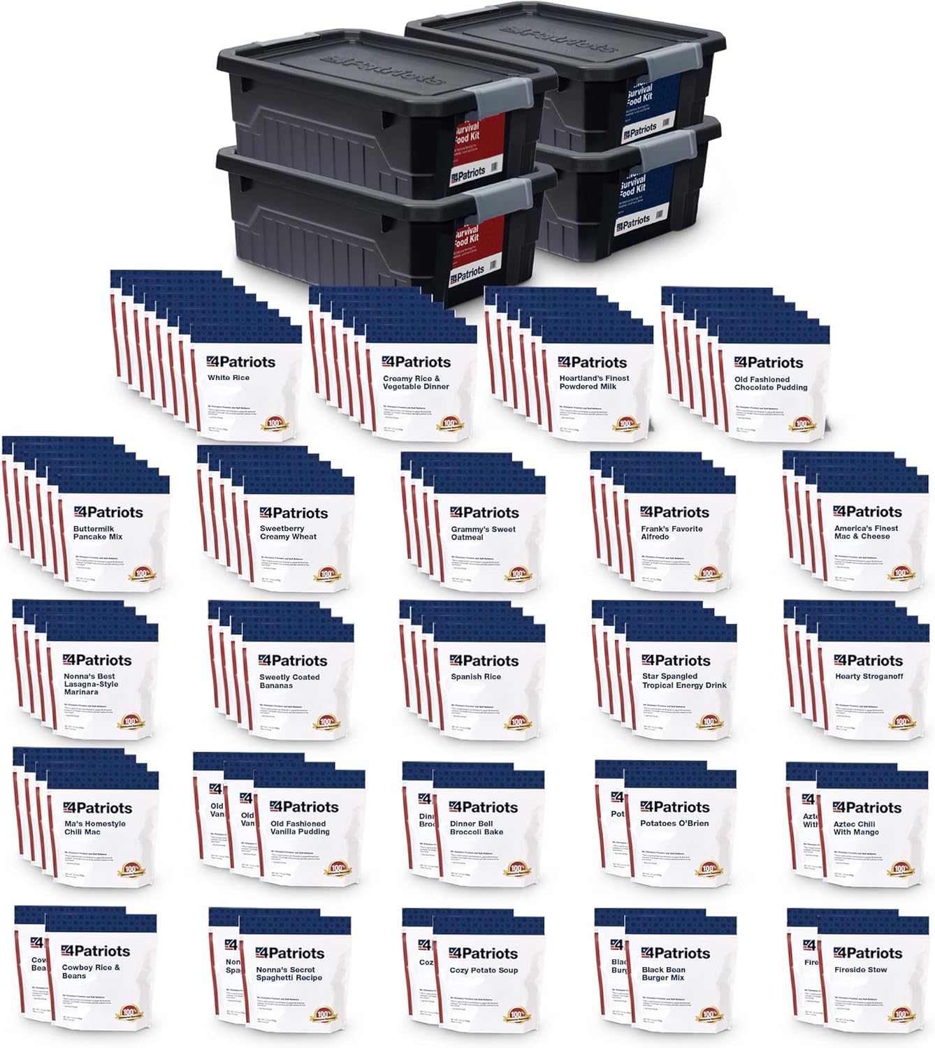 4Patriots 6-Month Survival Food Kit: Emergency Food Supply Designed to Last 25 Years, 1,376 Servings