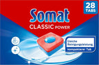SOMAT Classic Power Dishwasher Tabs (28 AW), Washing Tablets for Radiantly Clean Dishes, Even in Low Temperature, Short & Eco Programs, Dish Rinse Tabs with Grease Dissolving Power for Powerful