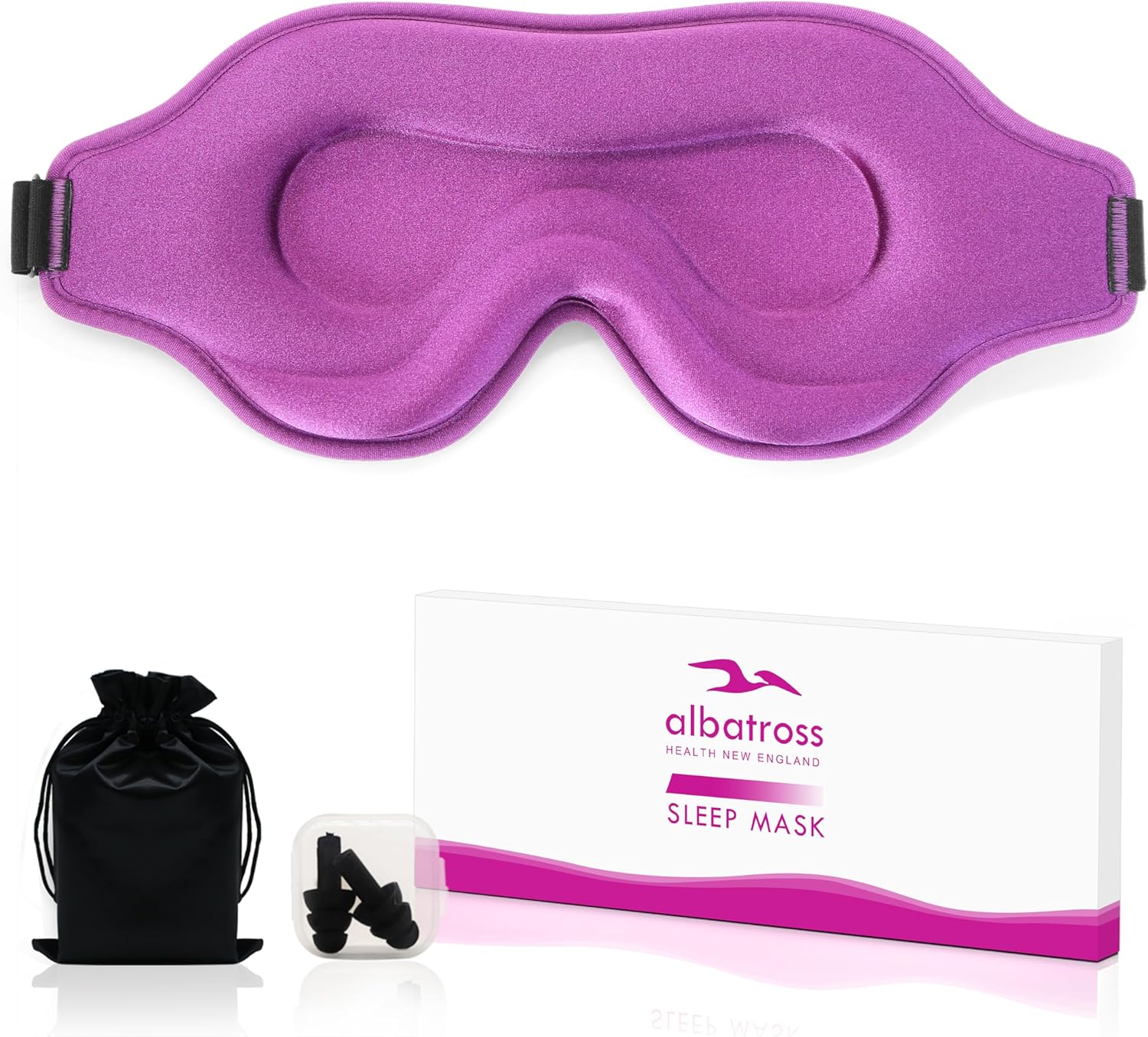 Sleep Eye Mask for Men Women, Lash Extensions 3D Sleeping Mask, Travel Blackout Night Blindfold Eye Shade Cover with Adjustable Strap (Purple-3D)