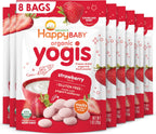 Happy Baby Organics Yogis Freeze-Dried Yogurt & Fruit Snack, Strawberry, 1 Ounce (Pack of 8) packaging may vary