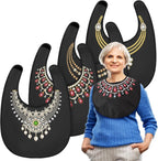 Zhanmai 4 Pcs Funny Adult Bibs for Women Elderly Men Adjustable Washable Dining Clothing Protectors Gifts for Eating Feeding (Groovy Style)