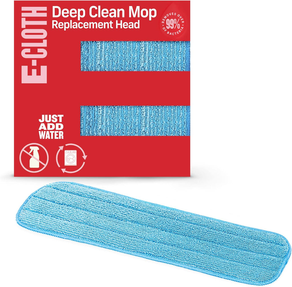 E-Cloth Deep Clean Mop Head, Microfiber Mop Head Replacement for Floor Cleaning, Great for Hardwood, Laminate, Tile and Stone Flooring, Washable and Reusable, 100 Wash Guarantee, 1 Pack