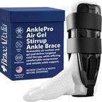AnklePro Air Gel Stirrup Ankle Brace, Hard Core Side Stabilizer With Removable Cold Therapy Air Cushion & Gel Pad for Ankles, Ankle Brace for Women and Men, Ankle Support, Regular, Black