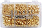 PhilaeEC Bright Gold Peals Sprinkles Gold Star Rods Mix Sprinkle for Cake Decoration Candy Baking Cookie Cupcake Toppers Wedding Party Valentines Halloween Christmas Supplies 4.58oz