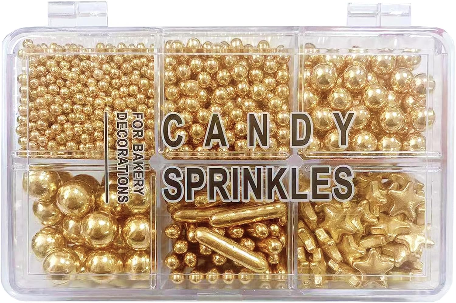 PhilaeEC Bright Gold Peals Sprinkles Gold Star Rods Mix Sprinkle for Cake Decoration Candy Baking Cookie Cupcake Toppers Wedding Party Valentines Halloween Christmas Supplies 4.58oz
