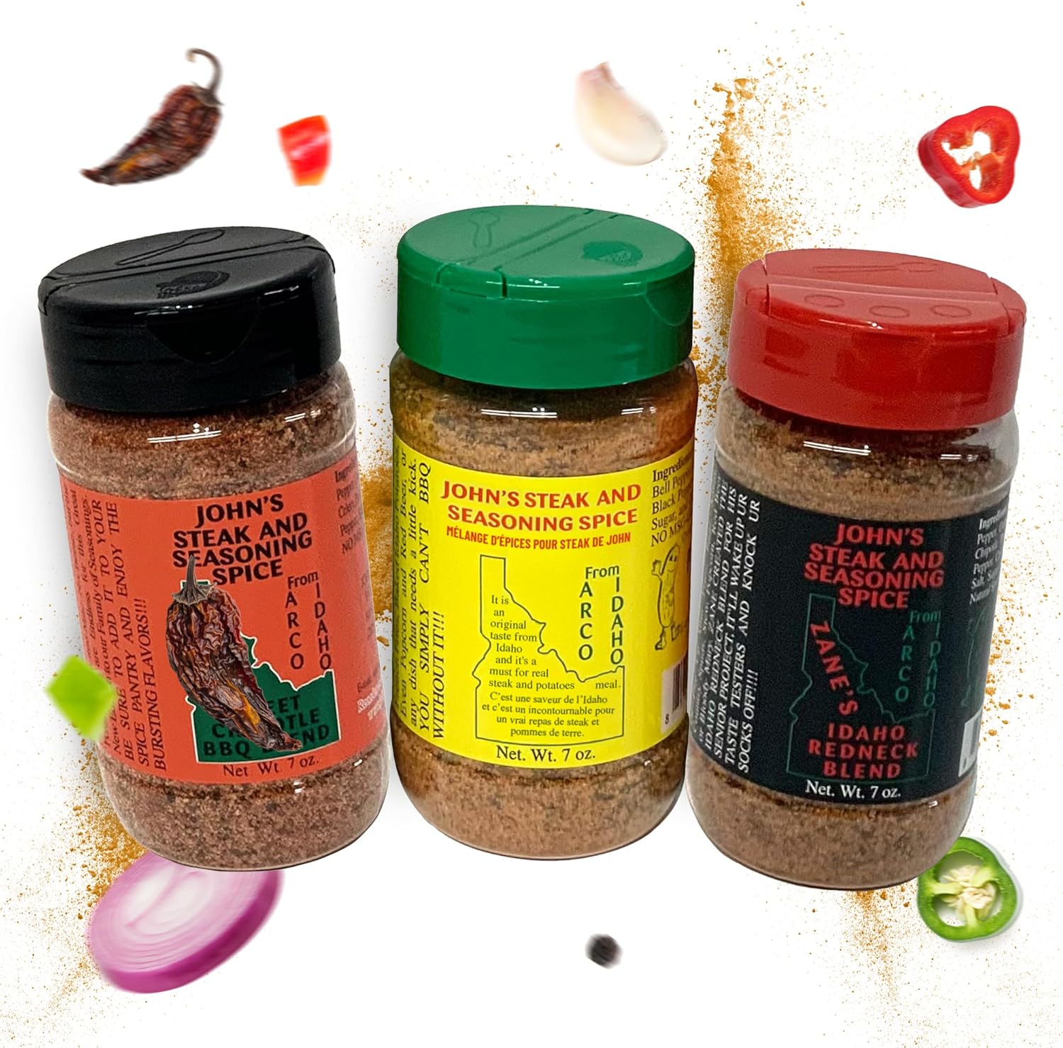 John’s Original Steak & Seasoning Spice – Gluten-Free, MSG-Free, Idaho-Made – Perfect for Steaks, Pork Chops, Burgers, Chicken, Seafood, Potatoes & More, 7 oz