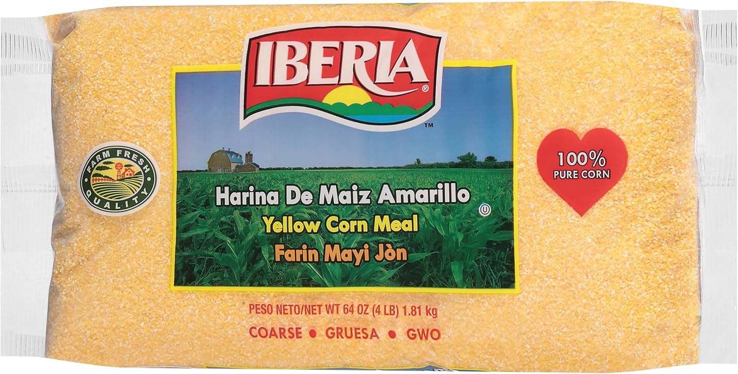 Iberia Yellow Corn Meal 4 Pounds, Freshly Milled Bulk Coarse Cornmeal