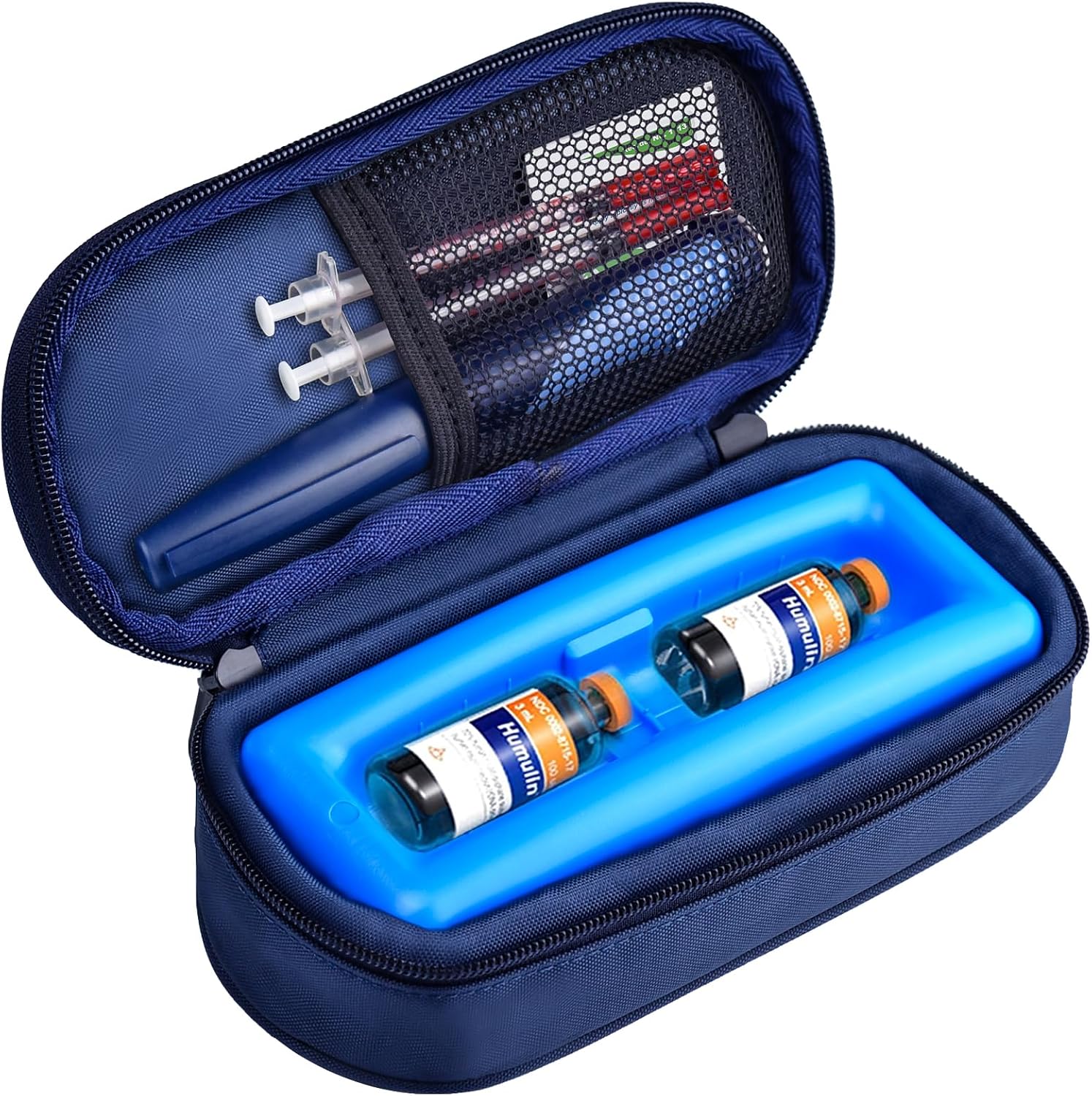 Cruxer Insulin Vial Cooler Travel Case for Diabetes,Portable Refrigerated Medicine Organizer with Ice Brick, Small Bottle Protector Bag for Keeping Medication Cool During Travel