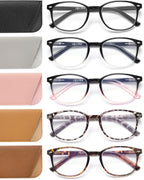 JOLISU 5 Pack Reading Glasses For Women, Blue Light Blocking Computer Reader Spring Hinge Eyeglasses