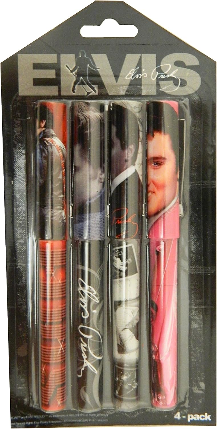 Midsouth Products Elvis Presley Pen Set – 4-Pack of Collectible Ballpoint Pens Featuring Iconic Elvis Photos – Officially Licensed