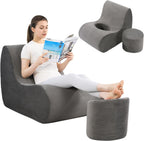 HOMBYS BBL Recovery Chair with Hole, Foam BBL Recovery Sofa for Post Surgery Sitting & Sleeping, Brazilian Butt Lift Support with Removable Ottoman for Butt Support
