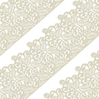 Funshowcase Large Pre-Made Ready to Use Edible Cake Lace Leaf Scroll Ivory White 14-inch 10-piece Set
