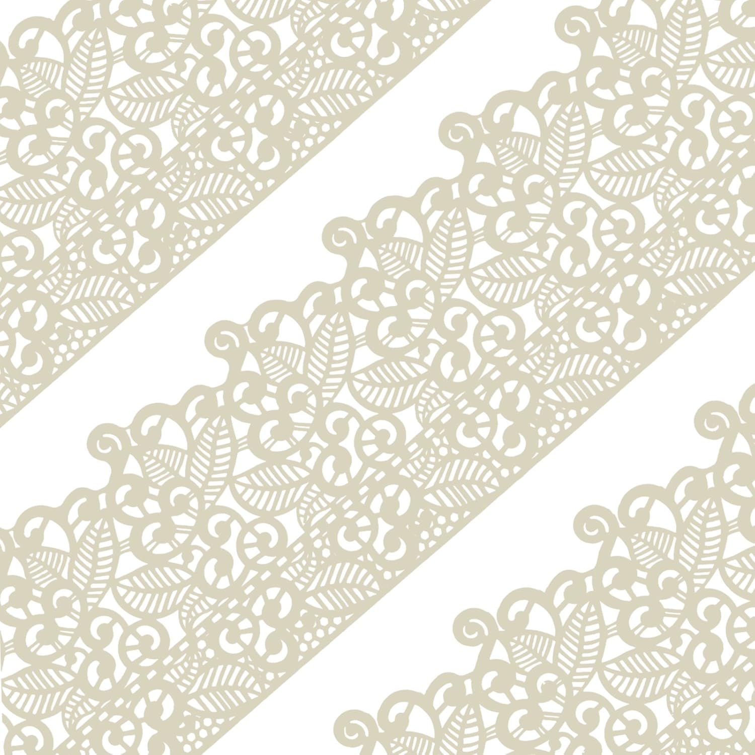 Funshowcase Large Pre-Made Ready to Use Edible Cake Lace Leaf Scroll Ivory White 14-inch 10-piece Set
