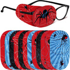Newcotte 12 Pcs Eye Patch for Kids Toddler Reusable Adjustable Girls Boys Eyepatch for Glasses Left or Right Eye Patch, Assorted Patterns(Spider)