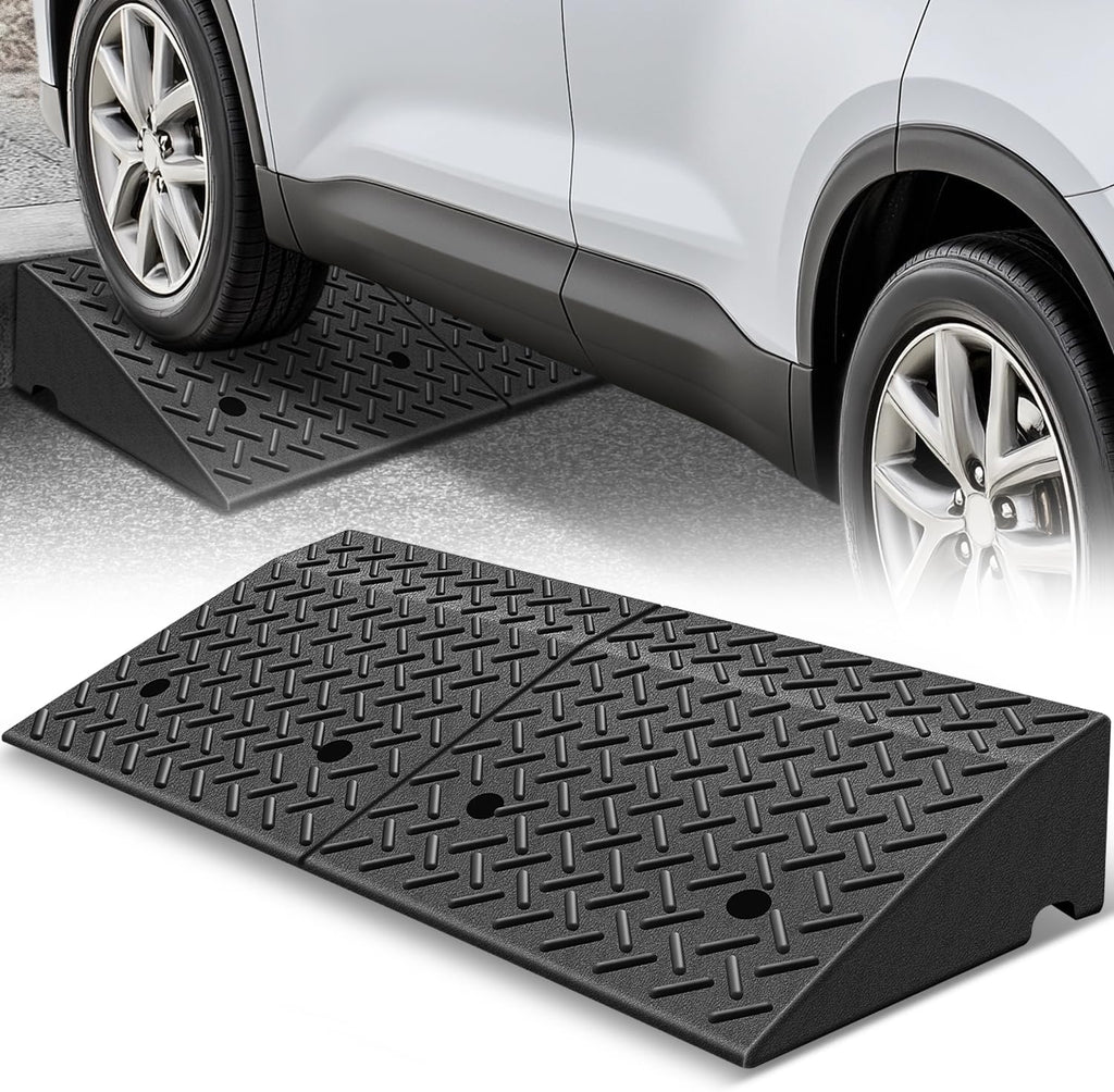 Auto Dynasty Rubber Curb Ramps, 7" Lift Height Curbside Ramp, 4400 LBS/2T Capacity Sidewalk Curb Ramp for Cars Trucks Bikes Motorcycles Wheelchairs, 1 Pack