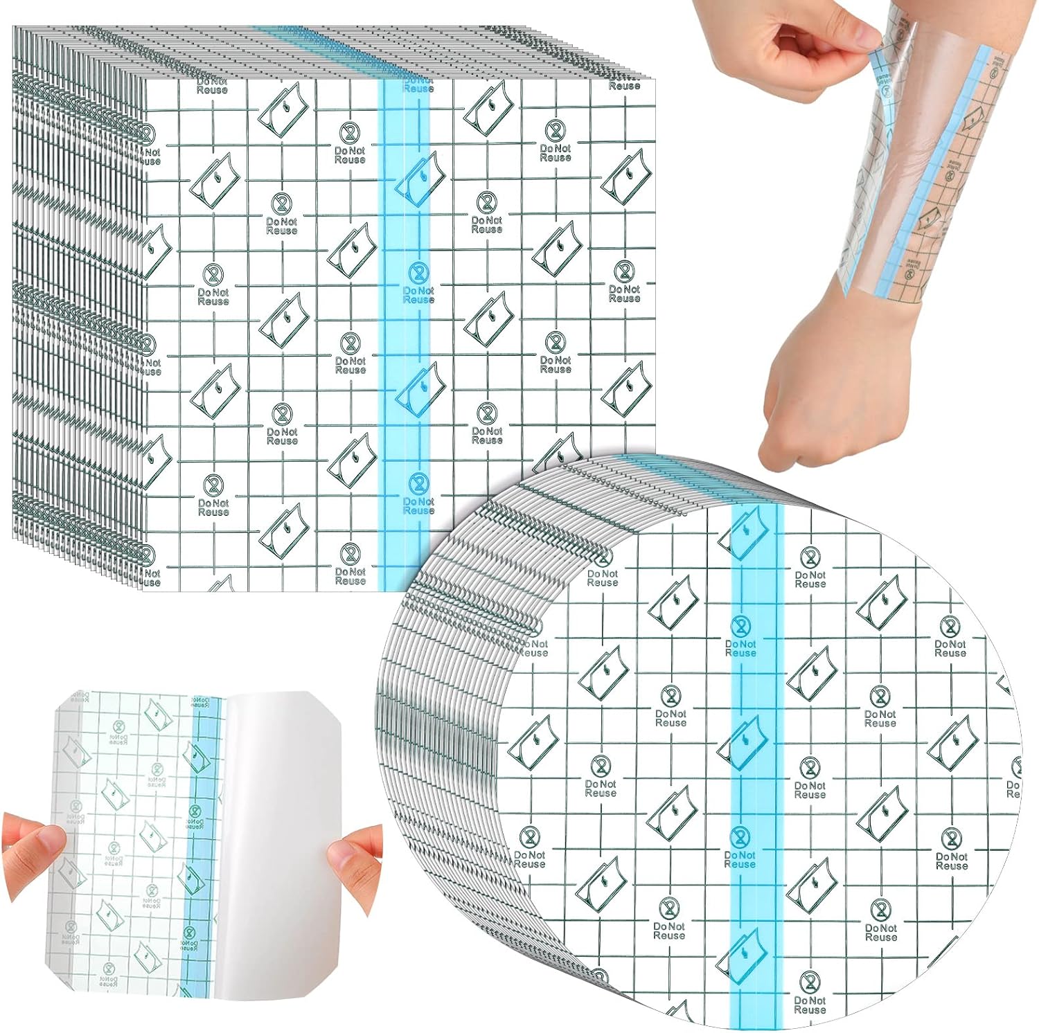 50 Pieces Waterproof Adhesive Bandages Transparent Stretch Bandages Protective Clear Films Tattoo Cover Tapes for Shower Swimming(6 x 6 Inch)