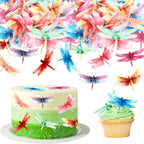 45PCS Edible Dragonfly Cupcake Toppers Wafer Paper Insect Themed Cake Decoration Drink Topper Wedding Baby bath Cake Decorations Garden Decorations Birthday Party Decoration Supplies