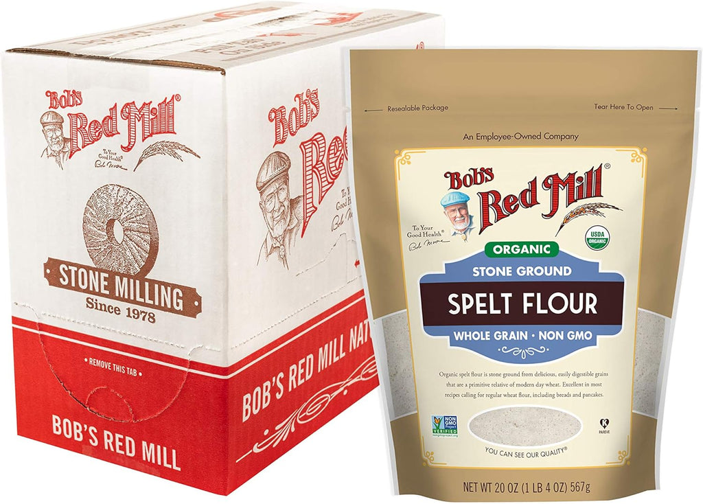 Bob's Red Mill Organic Spelt Flour, 20oz (Pack of 4) - Non GMO, Whole Grain, Vegan, Kosher