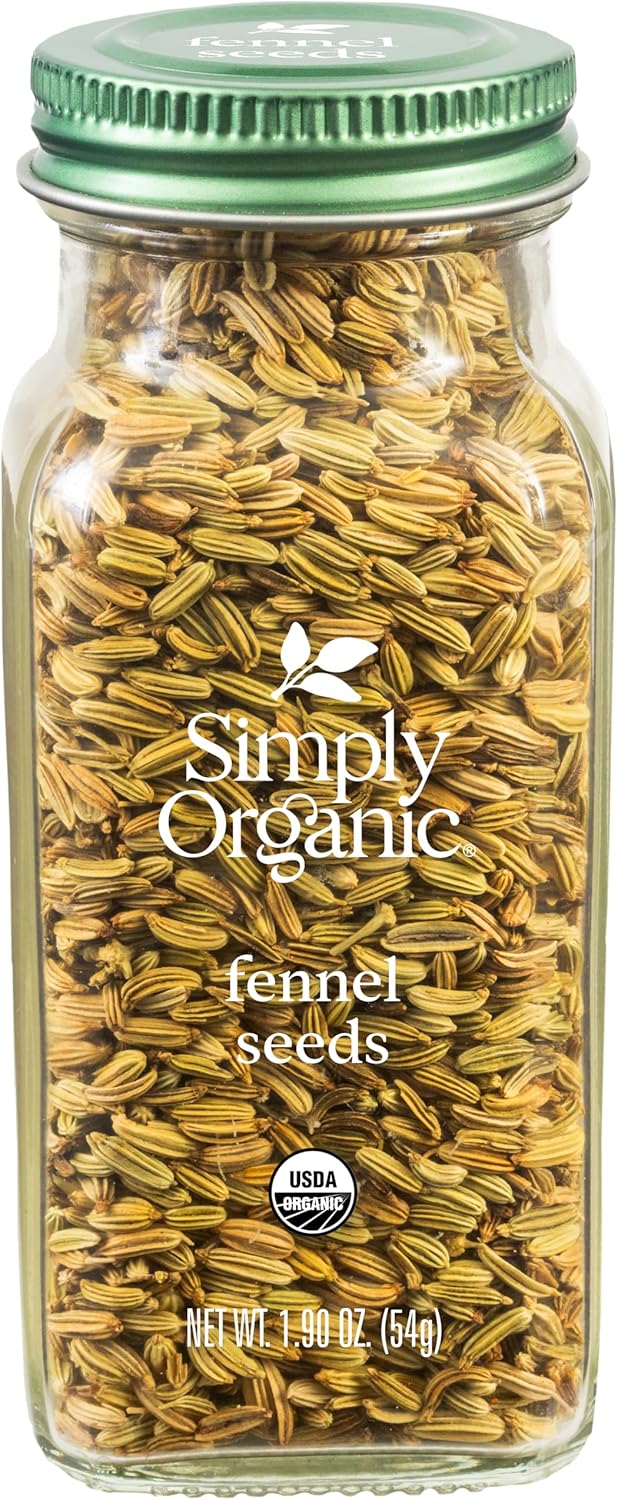 Simply Organic Whole Fennel Seed, 1,90 oz, Mild Sweet Flavor, Aromatic, Reminiscent of Licorice, Kosher