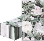 RUSPEPA 50 Pack White Flower on Black Backgroud Guest Napkins - 3 Ply Disposable Seasonal Paper Napkin Dinner Hand Napkins Decorative for Home Kitchen, Bathroom，Party - 13 x 15 Inches