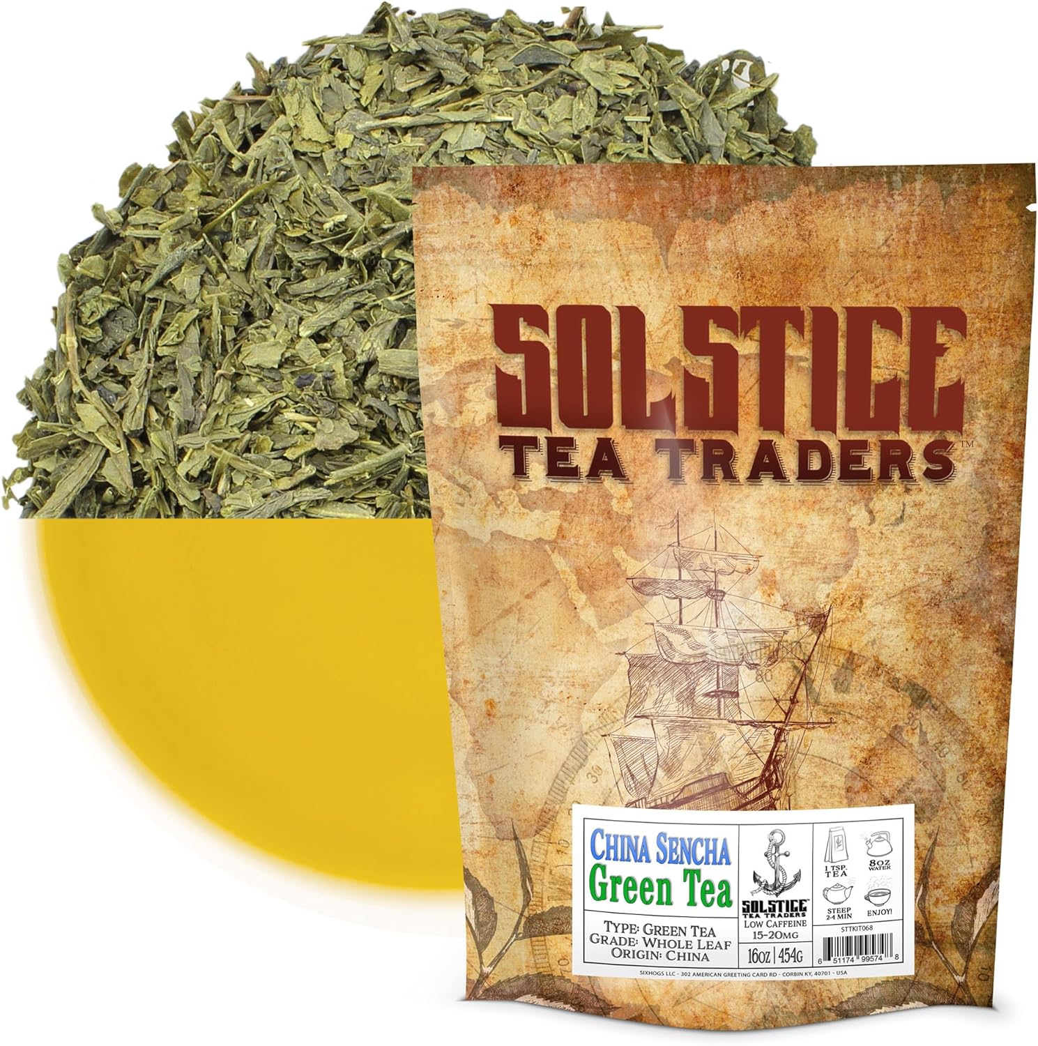 Solstice Loose Leaf Sencha Green Tea, 1 LB, Bulk 16-Ounces Japanese Style Green Sencha Tea - Approx 200+ Cups