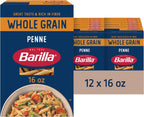 Barilla Whole Grain Penne Pasta, 16 oz. Box (Pack of 12) - Non-GMO, Made With 100% Whole Grain Durum Wheat - Great Source of Fiber