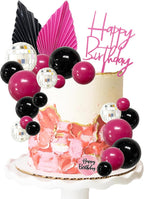 TSJ Hot Pink Disco Ball Cake Toppers Happy Birthday Cake Decorations Cupcake Toppers for Disco Theme Party Favors