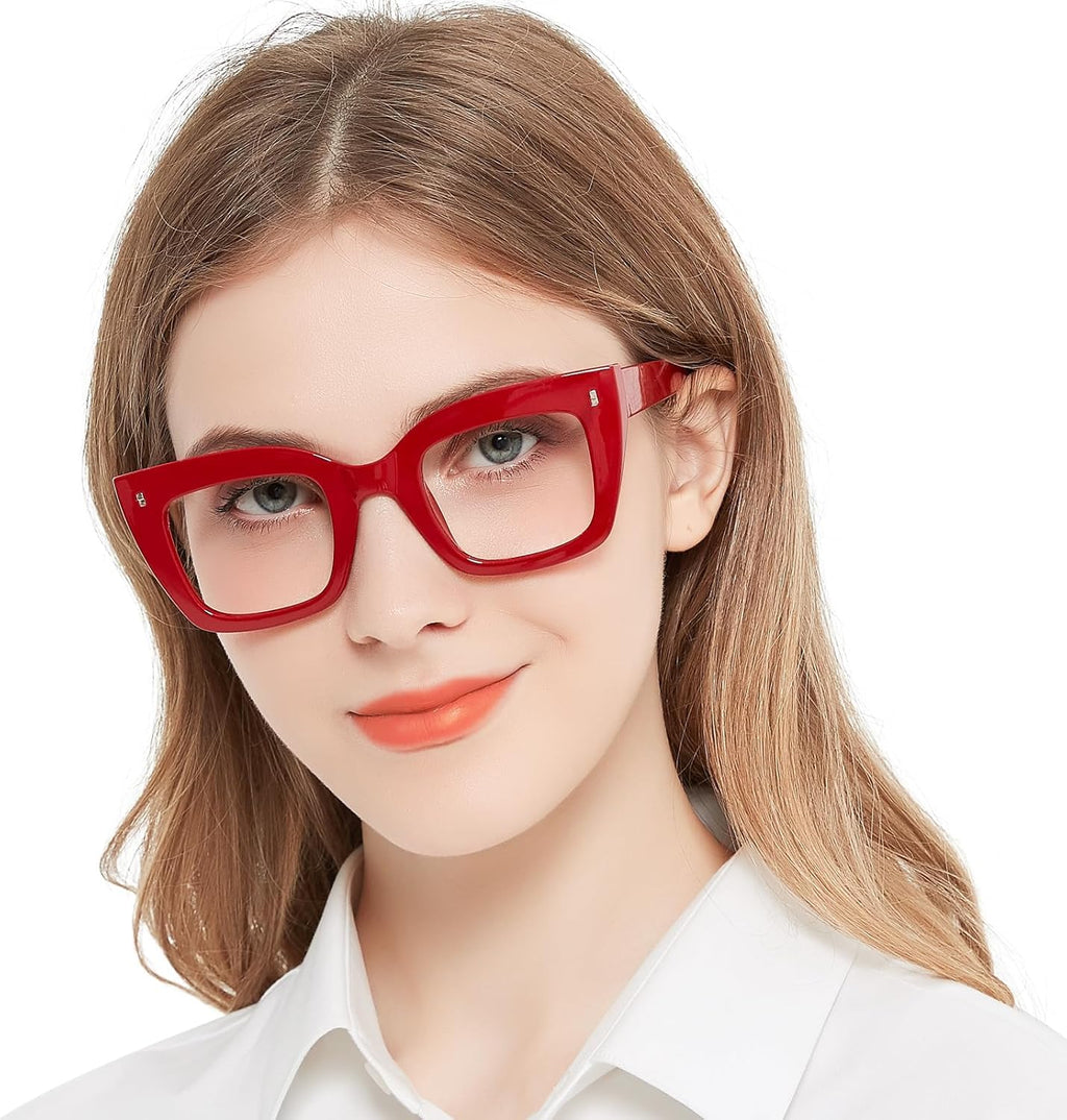 OCCI CHIARI Women Oversized Square-Cateye Reading Glasses RetroThick Readers Comfort Eyeglasses