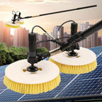 Aluminium Alloy Automatic Solar Panel Cleaning Kit, 65cm Double Cleaning Brush, 3.5m 5.5m 7.5m Telescopic Pole, 17m Cable/29m Water Pipe Line, Plug in,5.5M