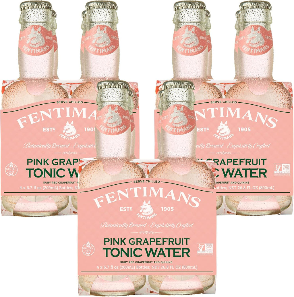 Fentimans Sparkling Pink Grapefruit Tonic Water - Grapefruit Sparkling Water, Craft Soda, Mixer, All Natural Ingredients, Botanically Brewed - 6.7 Fl Oz (Pack of 12)