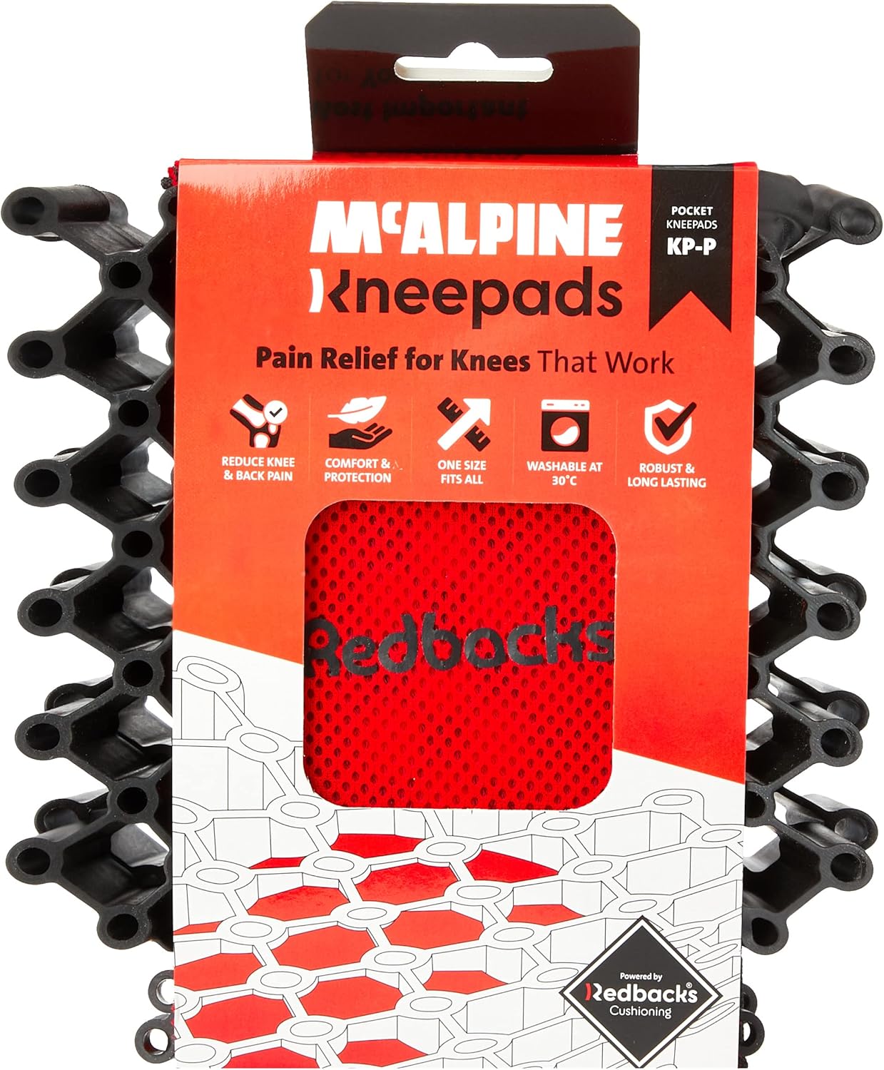 KNPDRDLW20 Pocket Kneepads, Machine Washable, Red