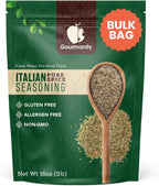 Gourmanity Italian Seasoning, the Perfect Blend of Oregano, Basil, Marjoram, Rosemary and Thyme herbs, Salt-free, Use on Spaghetti, Pizza, Salad, Pasta, Non-GMO, 1lb [16oz] bag